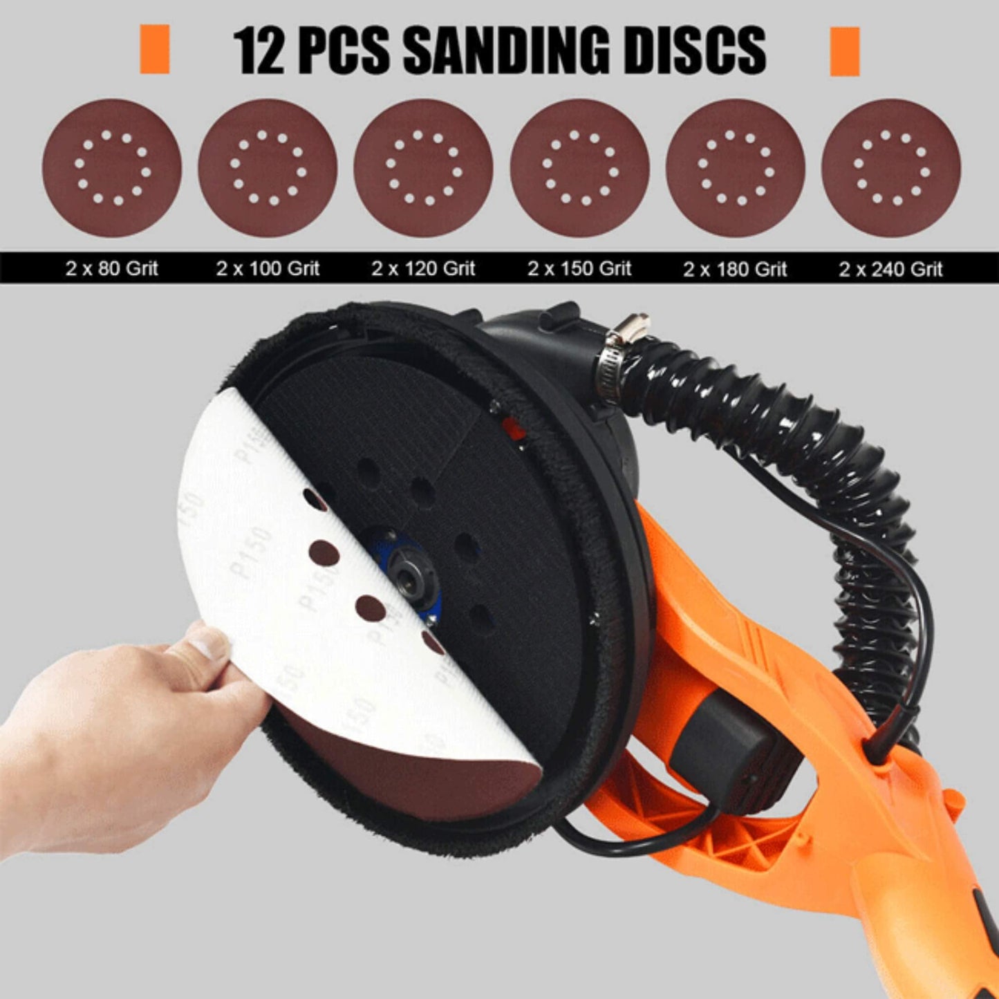 Professional Electric Drywall Ceiling Pole Sander with Vacuum, 750W