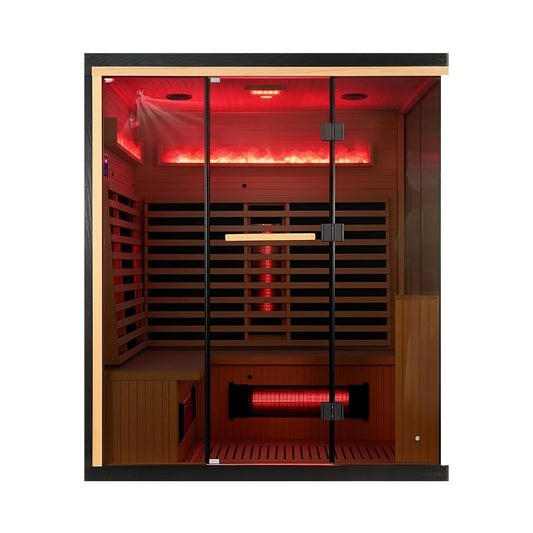 Rövia Ember 4-Person Full-Spectrum Infrared Sauna with Himalayan Salt Panels