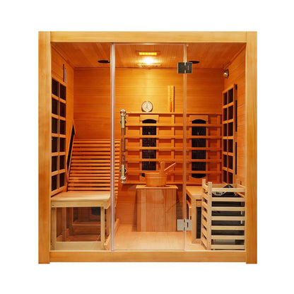 Rövia Oasis 3-Person Indoor Hybrid Sauna Room With Built-In Lounge Chair