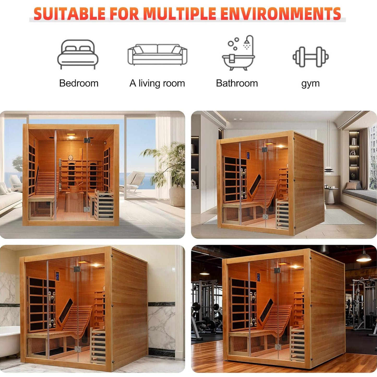 Rövia Oasis 3-Person Indoor Hybrid Sauna Room With Built-In Lounge Chair