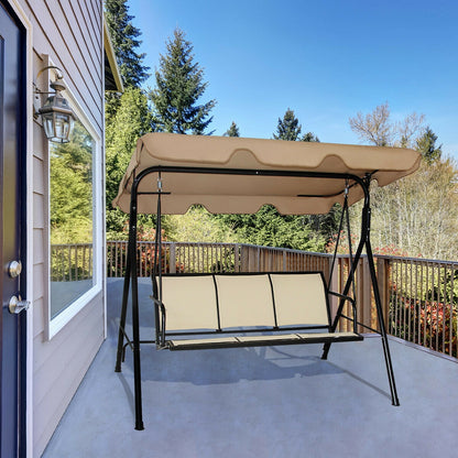 3 Person Patio Swing with Polyester Angle Adjustable Canopy