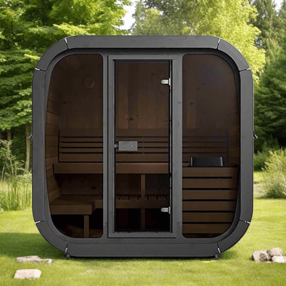 SaunaLife Model CL5G 4-Person Cube-Series Luxury Wooden Outdoor Home Sauna Kit