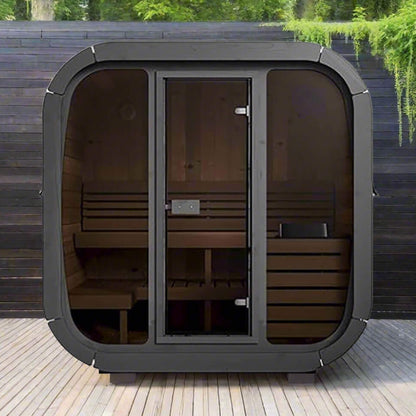 SaunaLife Model CL5G 4-Person Cube-Series Luxury Wooden Outdoor Home Sauna Kit