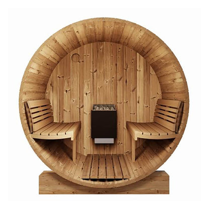 SaunaLife Model E7G Ergo Series 4-Person Outdoor Sauna Barrel with Glass Front