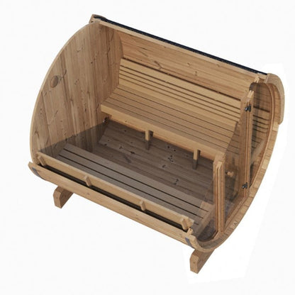 SaunaLife Model E8G Ergo Series 6-Person Outdoor Sauna Barrel with Tempered Glass Front
