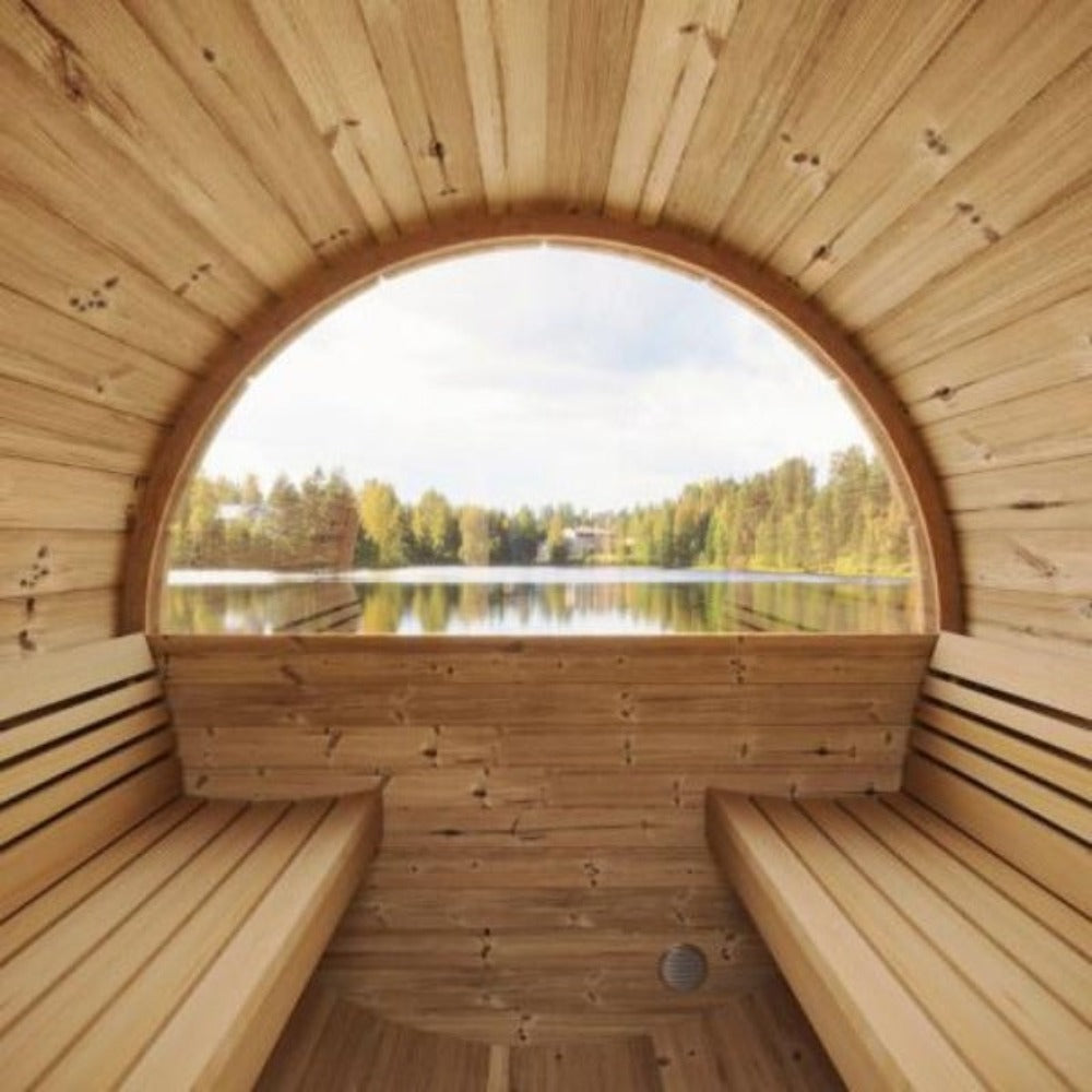 SaunaLife Model E8W Ergo Series 6-Person Outdoor Thermo-Spruce Sauna Barrel