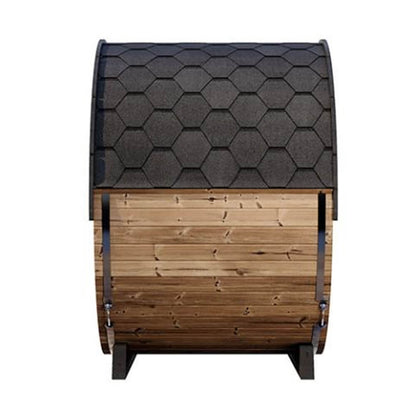 SaunaLife Model EE6G Ergo Series 4-Person Outdoor Sauna Barrel with Tempered Glass Front