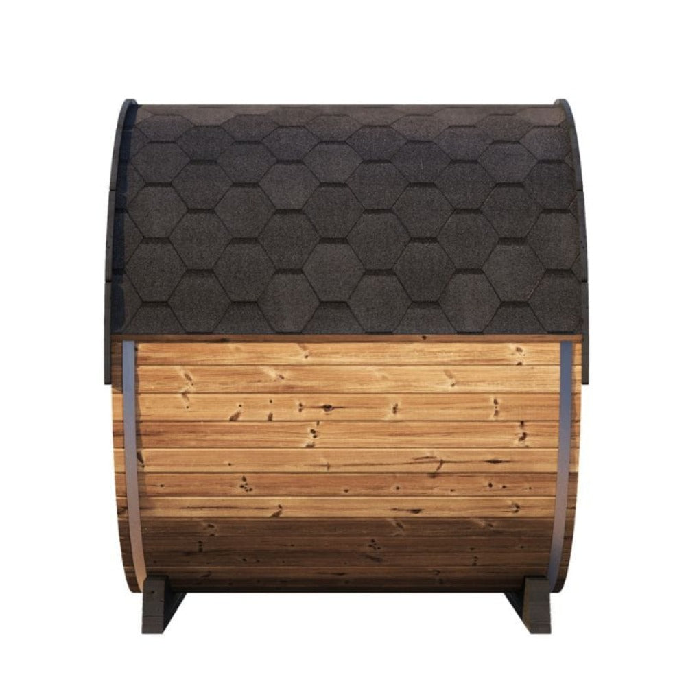 SaunaLife Model EE8G Ergo Series 6-Person Outdoor Sauna Barrel with Tempered Glass Front
