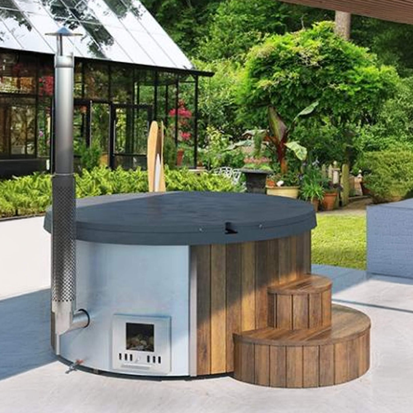 SaunaLife Model S4N Premium 6-Person Home Wood-Burning Hot Tub