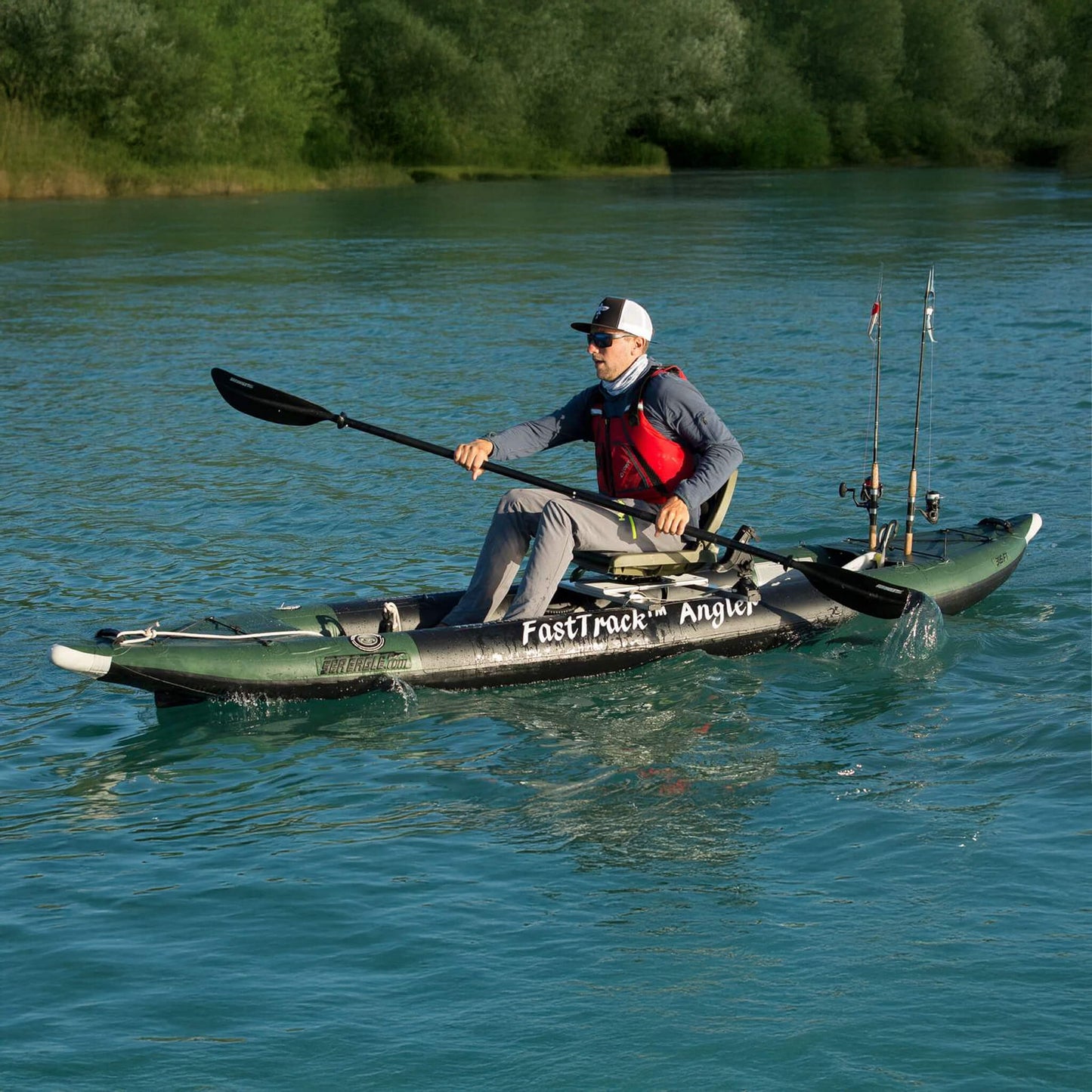 Sea Eagle 385FTA FastTrack 2-Person Angler Inflatable Hunter Green Fishing Kayak 12FT