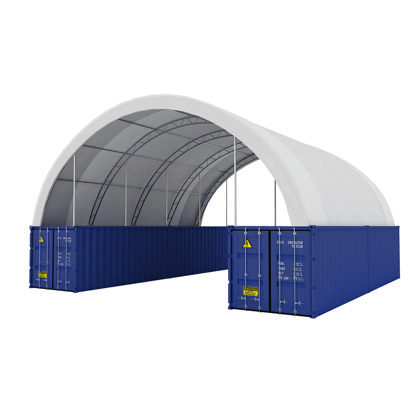 40FT x 40FT x 15FT Double Truss Shipping Container Canopy Shelter, Outside