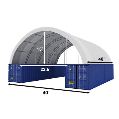 40FT x 40FT x 15FT Double Truss Shipping Container Canopy Shelter, Outside