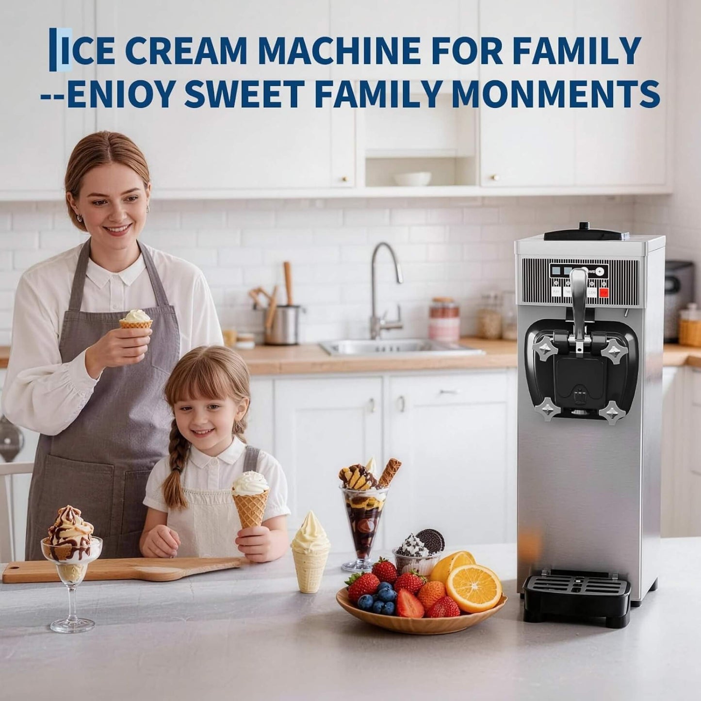 Single-Flavor 6L Commercial 1500W Countertop Soft Serve Ice Cream Machine