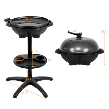 1350 W Outdoor Electric BBQ Grill with Removable Stand Easy to Install