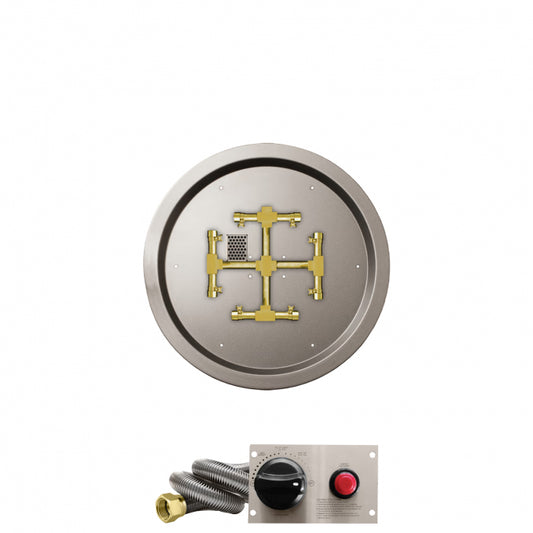 Pro-Series Brass Round Snowflake Burner - Push Button Ignition