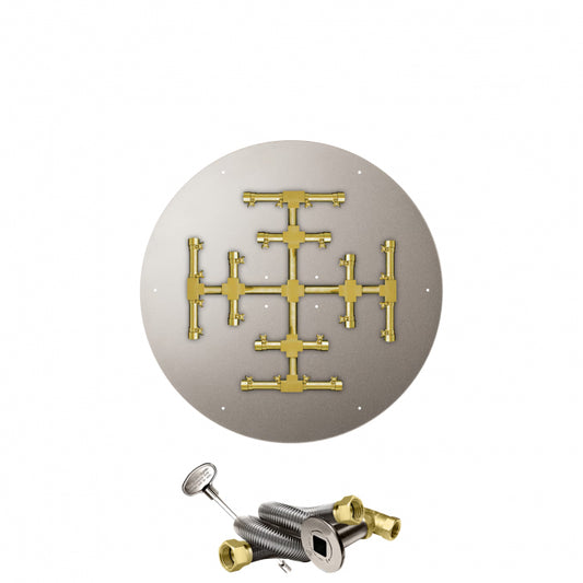 Pro-Series Brass Round Flat Snowflake Burner - Match Lit Ignition