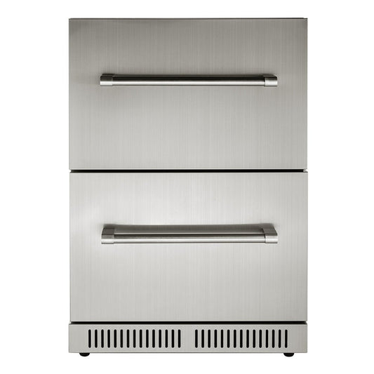 Small Double Drawer Stainless Steel Built-In Undercounter Beverage Refrigerator 5.1 Cu.Ft.