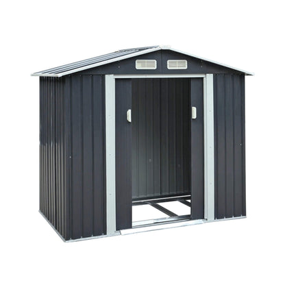 4FT x 7FT Alora Small Outdoor Garden Backyard Storage Tool Shed w/ Sliding Door