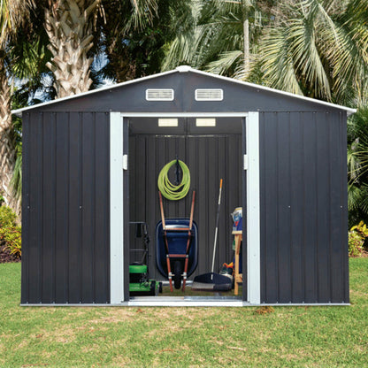 4FT x 7FT Alora Small Outdoor Garden Backyard Storage Tool Shed w/ Sliding Door