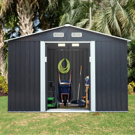 4FT x 7FT Alora Small Outdoor Garden Backyard Storage Tool Shed w/ Sliding Door