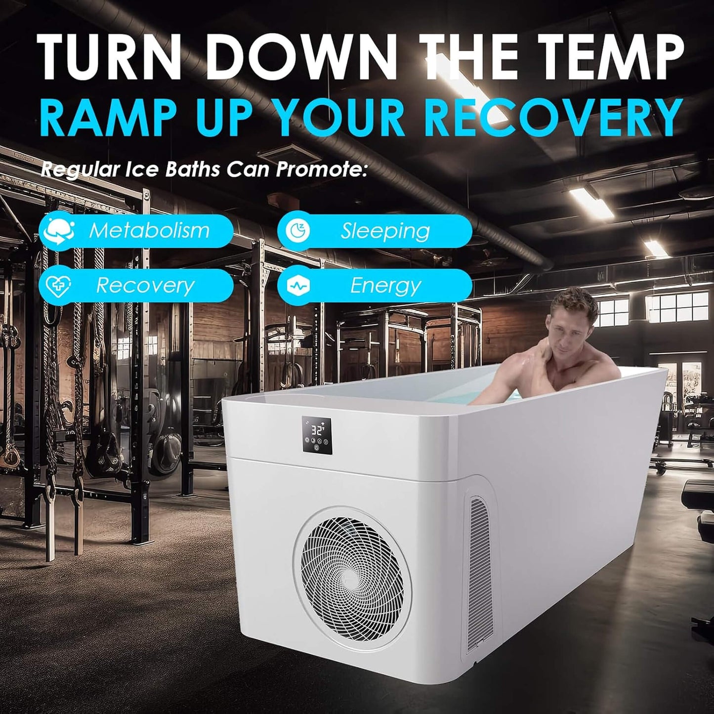 CSC Smart 1-Piece Freestanding Full-Body All-In-One Cold Plunge Tub With Built-In Water Chiller