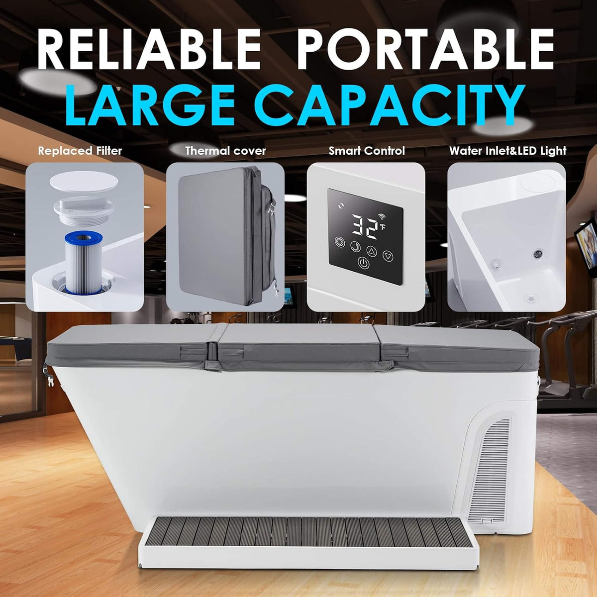 CSC Smart 1-Piece Freestanding Full-Body All-In-One Cold Plunge Tub With Built-In Water Chiller