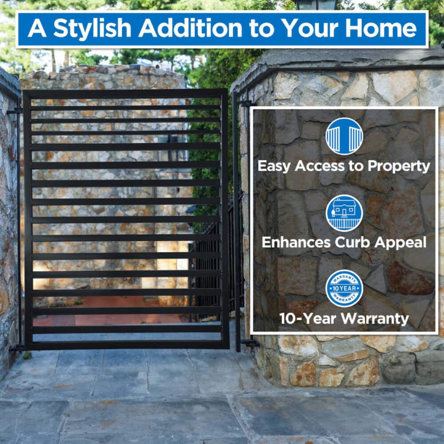 5FT Heavy-Duty Sofia Powder-Coated Galvanized Steel Pedestrian Gate