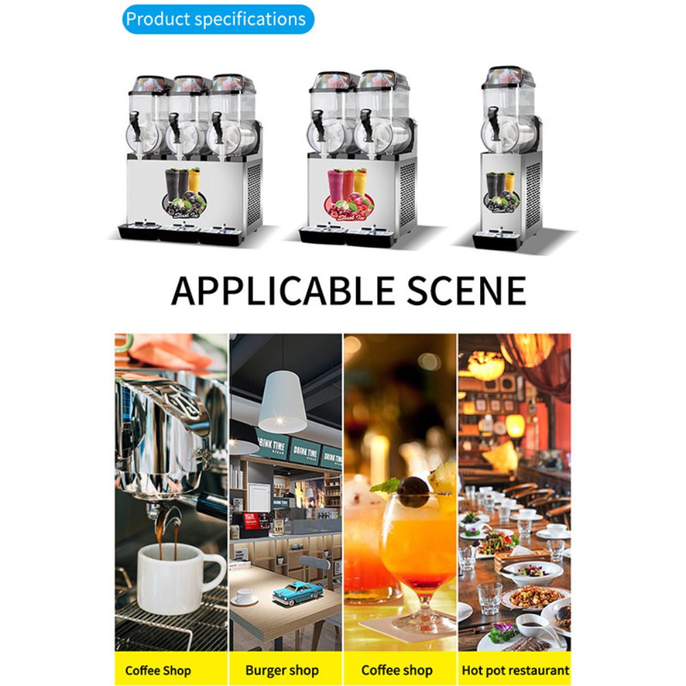 Premium Commercial Stainless Steel Slushy Machine With Triple Tank Advance Cooling 45L