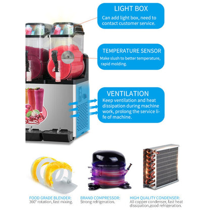 Premium Commercial Stainless Steel Slushy Machine With Triple Tank Advance Cooling 45L