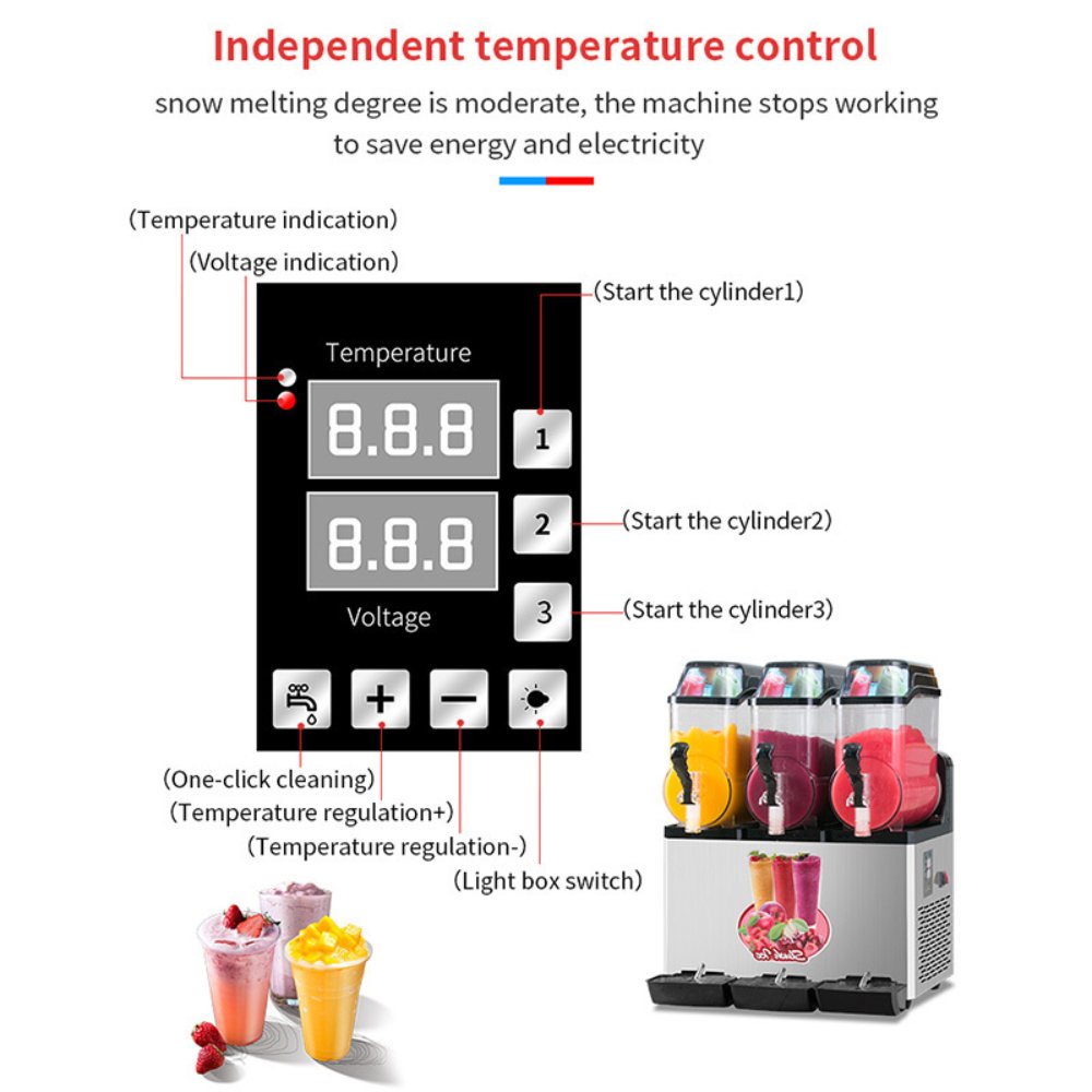 Premium Commercial Stainless Steel Slushy Machine With Triple Tank Advance Cooling 45L
