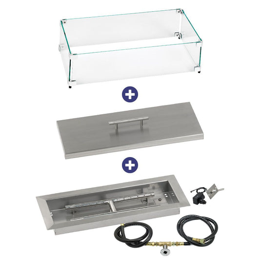 Rectangular Stainless Steel Drop-In Pan with Spark Ignition Kit - Bundle