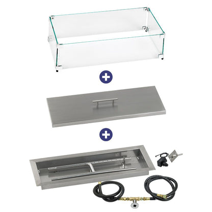 Rectangular Stainless Steel Drop-In Pan with Spark Ignition Kit - Bundle