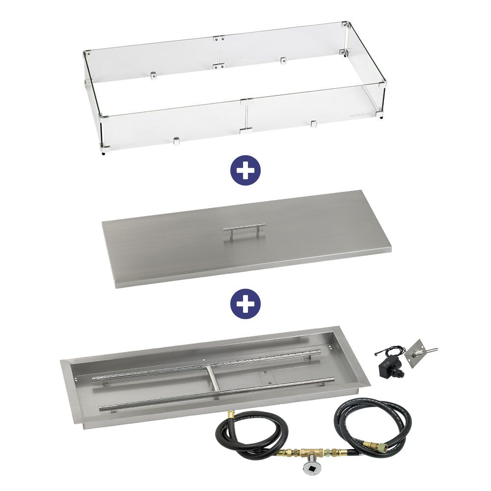 Rectangular Stainless Steel Drop-In Pan with Spark Ignition Kit - Bundle