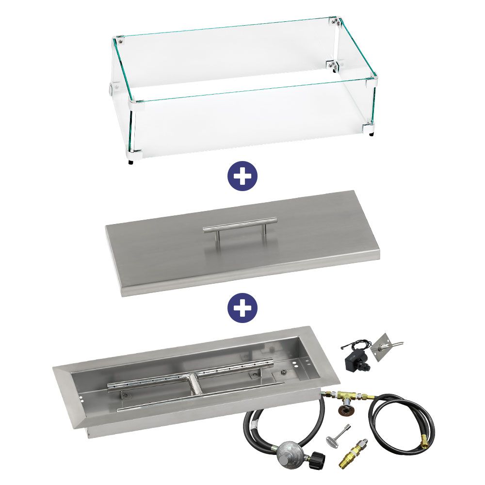 Rectangular Stainless Steel Drop-In Pan with Spark Ignition Kit - Bundle