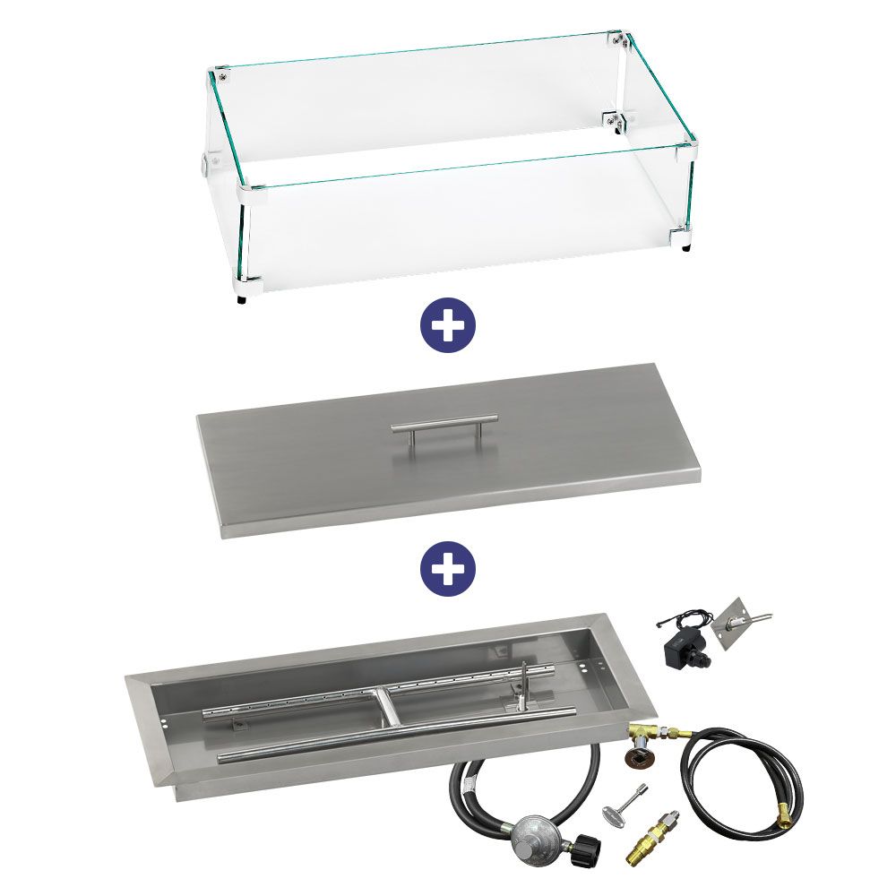 Rectangular Stainless Steel Drop-In Pan with Spark Ignition Kit - Bundle