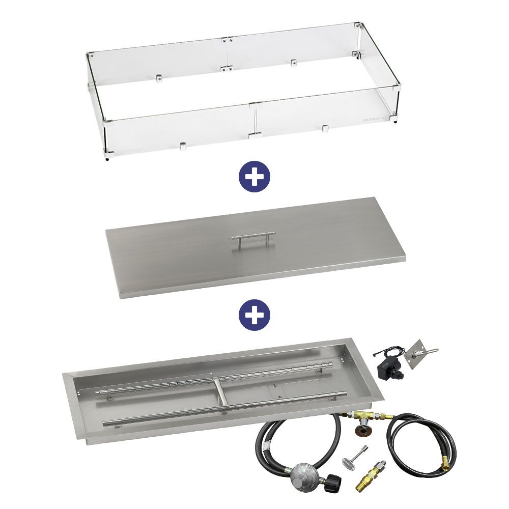 Rectangular Stainless Steel Drop-In Pan with Spark Ignition Kit - Bundle