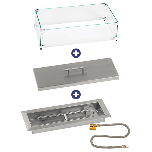 Rectangular Stainless Steel Drop-In Pan with Match Lit Kit - Bundle