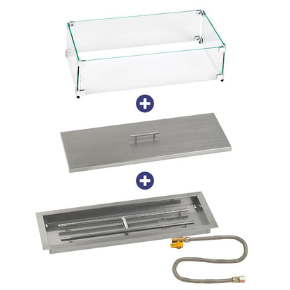 Rectangular Stainless Steel Drop-In Pan with Match Lit Kit - Bundle