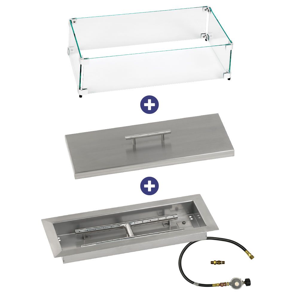 Rectangular Stainless Steel Drop-In Pan with Match Lit Kit - Bundle