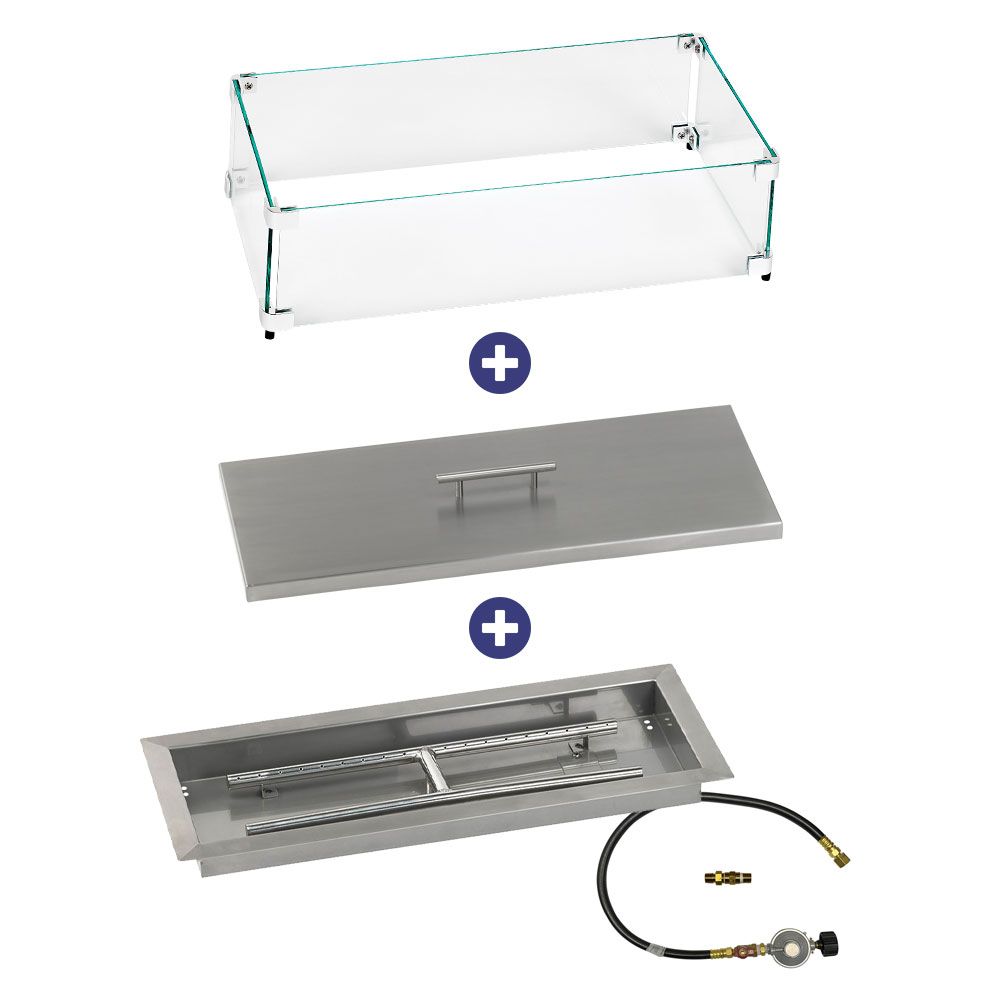 Rectangular Stainless Steel Drop-In Pan with Match Lit Kit - Bundle