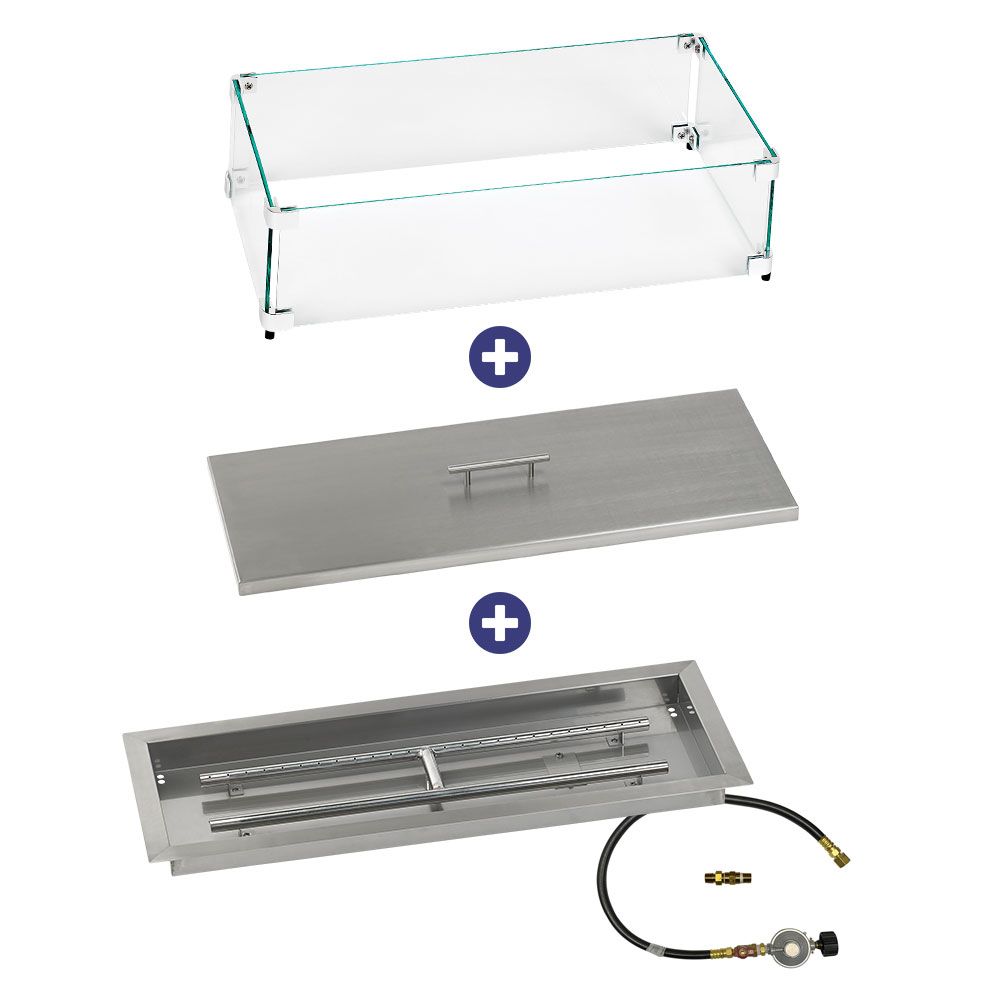 Rectangular Stainless Steel Drop-In Pan with Match Lit Kit - Bundle