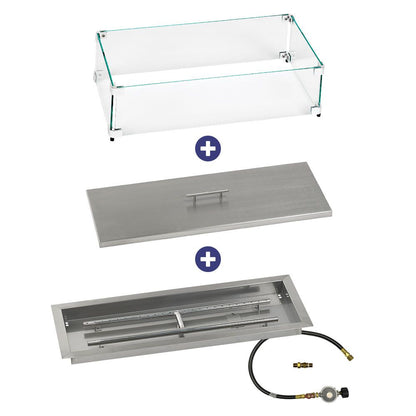 Rectangular Stainless Steel Drop-In Pan with Match Lit Kit - Bundle