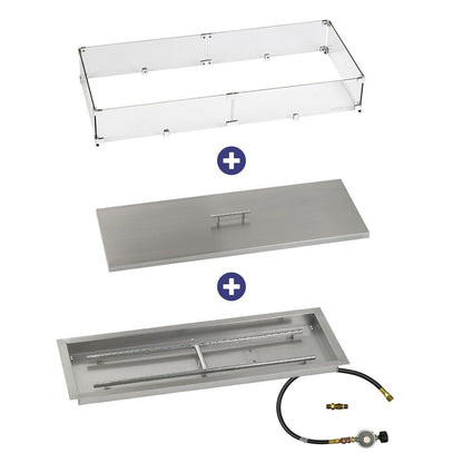 Rectangular Stainless Steel Drop-In Pan with Match Lit Kit - Bundle