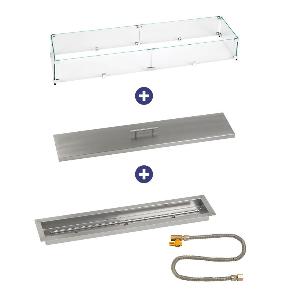 Linear Stainless Steel Drop-In Pan with Match Lit Kit - Bundle