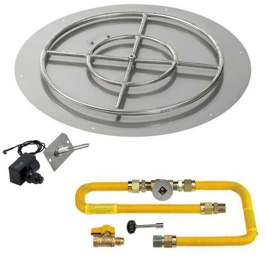 Round Stainless Steel Flat Pan with Spark Ignition Kit - High Capacity