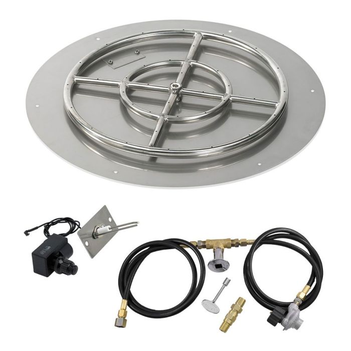 Round Stainless Steel Flat Pan with Spark Ignition Kit