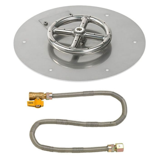 Round Stainless Steel Flat Pan with Match Lit Kit