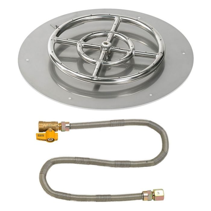 Round Stainless Steel Flat Pan with Match Lit Kit
