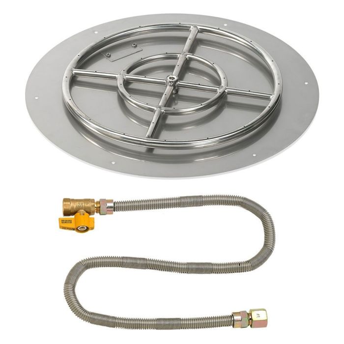 Round Stainless Steel Flat Pan with Match Lit Kit