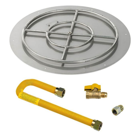 Round Stainless Steel Flat Pan with Match Lit Kit - High Capacity